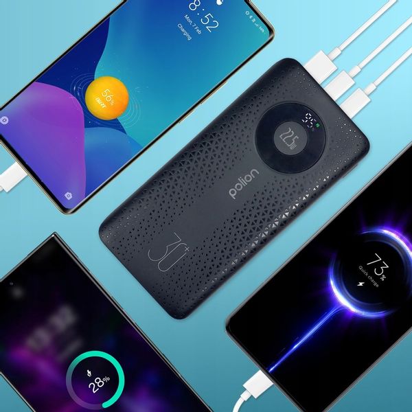 Powerbank POLION Szybkie Ładowanie 22.5W 30000mAh USB-C USB-A PD3.0 QC3.0 zdjęcie 5