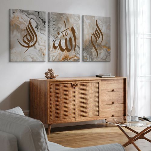 Obrazy Na Płótnie Set Abstrakcja Marmur Boho Islamskie Symbole 90cm x 40cm na Arena.pl