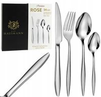 SZTUĆCE zestaw komplet sztućców POŁYSK 24 el stal nierdzewna nóż łyżka