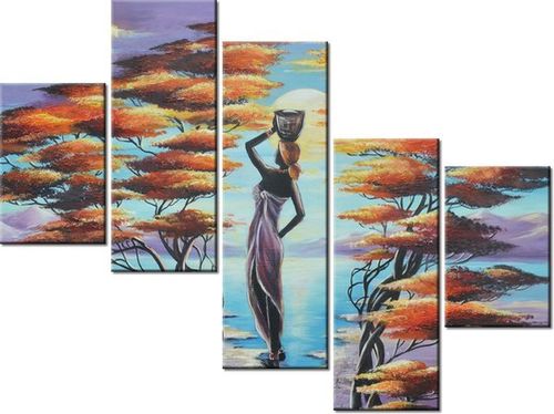 100 75CM OBRAZ 5 ELEM AFRYKAŃSKA DZIEWCZYNA KOSZEM ŚCIENNY na Arena.pl