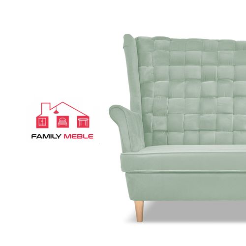 Zestaw wypoczynkowy Carol sofa fotele paski Family Meble seledynowy na Arena.pl