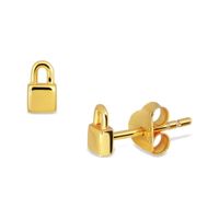 srebrne pozłacane małe kolczyki kłódki | złote