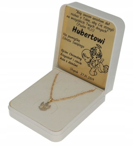 Złoty aniołek 333 łańcuszek gratis grawer Chrzest na Arena.pl