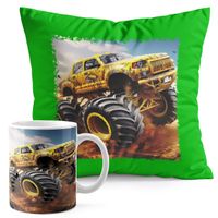 ZESTAW KUBEK + PODUSZKA ZIELONA - AUTO MONSTER TRUCK