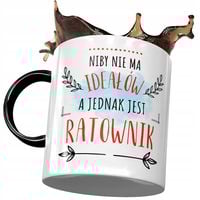 Kubek Czarny Dla Ratownika Niby Nie Ma Ideałów Z Nadrukiem Ze Zdjęciem