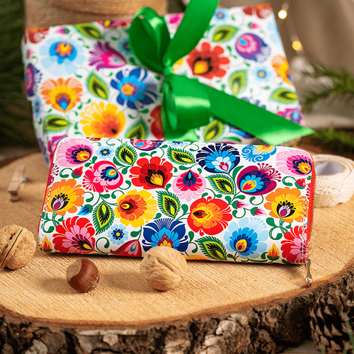 Portfel duży łowicki biały na Arena.pl