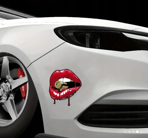 Seksowna Naklejka na Samochód do Auta Tuning Czerwona Usta Pocisk Nabój Red na Arena.pl