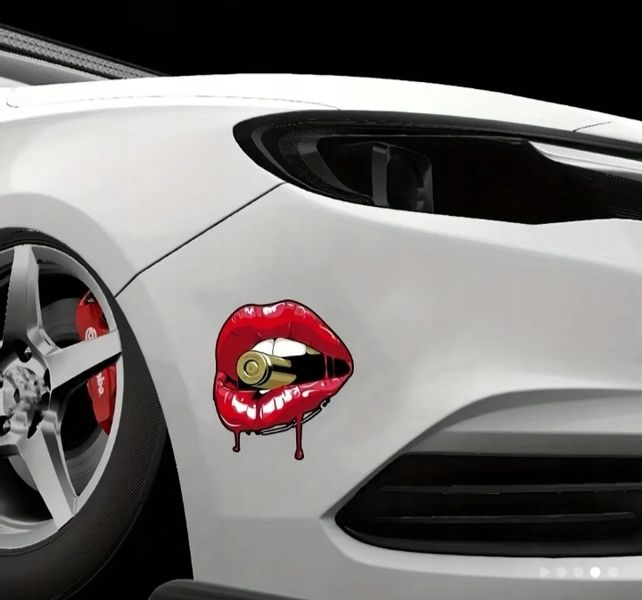 Seksowna Naklejka na Samochód do Auta Tuning Czerwona Usta Pocisk Nabój Red zdjęcie 4