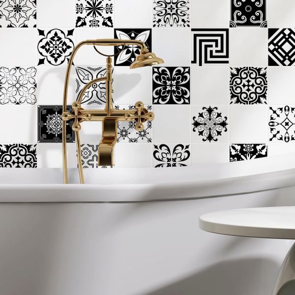 Naklejki Na Kafelki Czarno-biała MAROKAŃSKA Mozaika Zestaw 24 szt. 20x20 zdjęcie 5