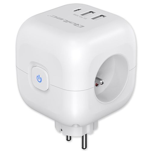 Qoltec Kostka zasilająca 6w1, 2xUSB, USB-C 20W, 1xPD Biała na Arena.pl