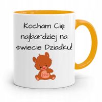 Kubek Żółty Dla Dziadka Kocham Cię Najbardziej Z Nadrukiem Ze Zdjęciem