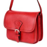 VERA PELLE torebka damska skórzana listonoszka z paskiem V482 czerwona