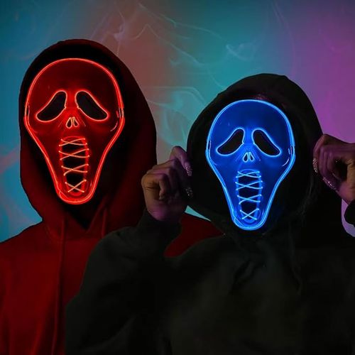 Maska Halloween LED Krzyk Ghost Scream Świecąca Straszna 3 Tryby Gąbka na Arena.pl