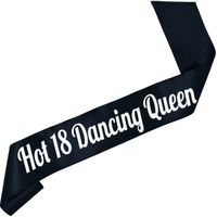 Hot 18 Dancing Queen - czarna szarfa z białym nadrukiem