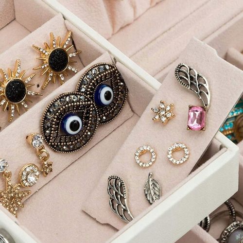 SZKATUŁKA NA BIŻUTERIĘ PUDEŁKO KUFEREK POJEMNY ORGANIZER ELEGANCKI C2 na Arena.pl