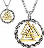 Naszyjnik Medalion Vegvísir Nordycki Runy Trójkąt