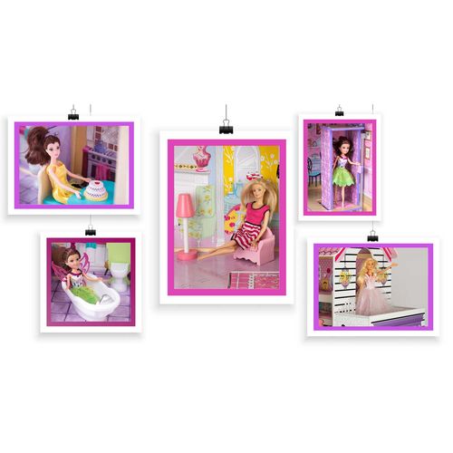 Drewniany domek dla lalek duży 3-piętrowy z windą i lampką LED na Arena.pl