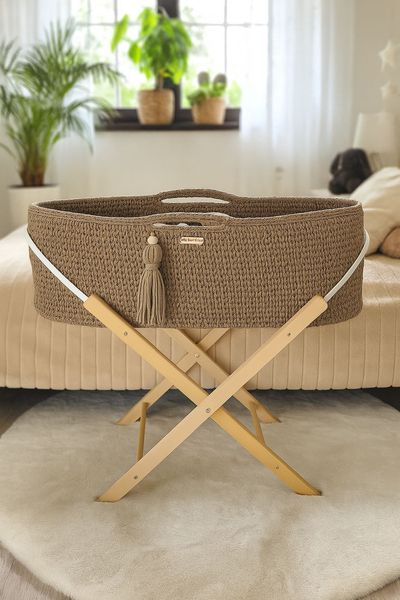 Kosz Mojżesza BOHO Handmade ze stojakiem sand zdjęcie 2