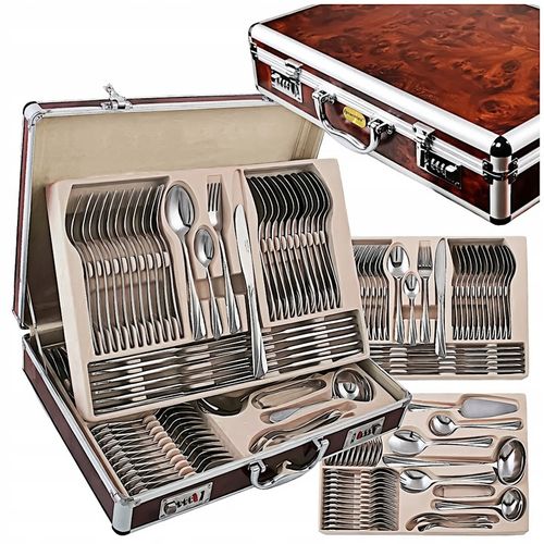 KOMPLET SZTUĆCÓW WALIZKA ZESTAW SZTUĆCE STAL NIERDZEWNA 72EL DLA 12 OSÓB na Arena.pl