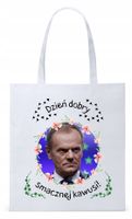 Donald Tusk Platforma Torba Eco Biała Shopper Z Nadrukiem Ze Zdjęciem