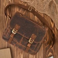 torba męska na ramię skórzana brązowa vintage na laptopa