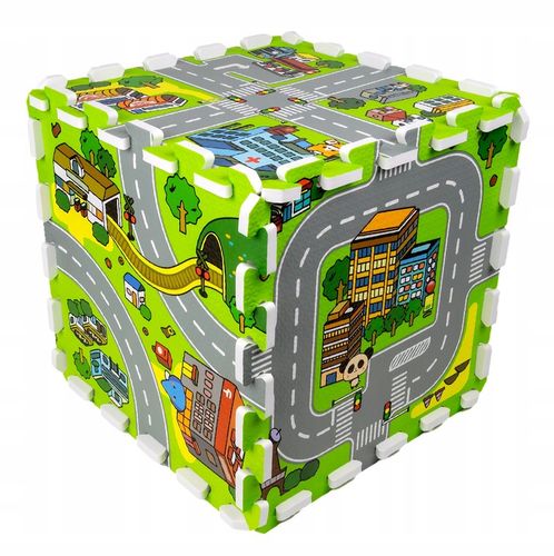 GRUBE PUZZLE PIANKOWE DUŻA MATA PODŁOGOWA EDUKACYJNA 90x90 ULICE MIASTO na Arena.pl