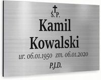 nadruk TABLICZKA NAGROBNA nagrobkowa 40x30 dibond nierdzewna srebrna
