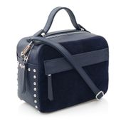 TOREBKA zamszowa listonoszka kuferek z ćwiekami V222 granatowa