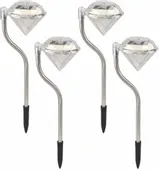 DIAMENTOWE LAMPKI SOLARNE OGRODOWE DEKORACYJNE DIAMENTY ZESTAW 4SZT WBIJANE