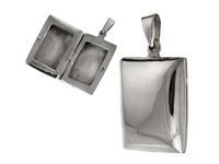 ELEGANCKI OTWIERANY SREBRNY WISIOREK SEKRETNIK PUZDERKO GŁADKI PROSTOKĄT