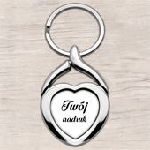 Brelok metalowy srebrny w kształcie serca z Twoim nadrukiem