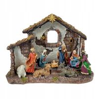 SZOPKA BOŻONARODZENIOWA Z FIGURKAMI ŚWIĘTA RODZINA OZDOBA STROIK