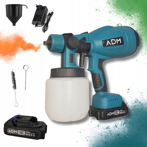 Pistolet Do Malowania Natryskowego Akumulatorowy Agregat 2xBaterie 21V na Arena.pl