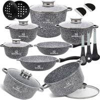 ZESTAW GARNKÓW MARMUROWYCH INDUKCJA GAZ GARNKI KOMPLET PATELNIA 17 EL.