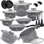 ZESTAW GARNKÓW MARMUROWYCH INDUKCJA GAZ GARNKI KOMPLET PATELNIA 17 EL.