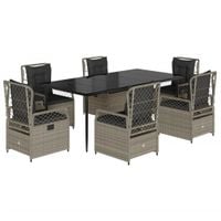 7-cz. zestaw mebli ogrodowych z poduszkami, szary, rattan PE