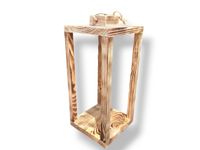 Lampion drewniany ze sznurkiem latarnia opalany 18x18x40 - 2 GATUNEK