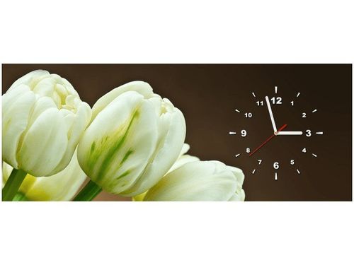 100X40CM ZEGAR BIAŁE TULIPANY OBRAZ na Arena.pl