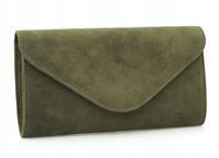 TOREBKA kopertówka zamszowa eko wizytowa z paskiem V320 oliwkowa