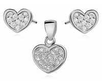 Delikatny rodowany srebrny komplet serca z cyrkoniami srebro 925 Z0823Z