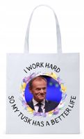 Donald Tusk Platforma Torba Eco Biała Shopper Z Nadrukiem Ze Zdjęciem