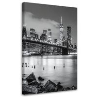 Obraz do salonu sypialni biura hotelu, Most Brookliński nocą Nowy