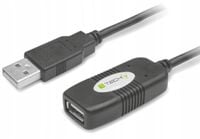Kabel/Przedłużacz Techly USB 2.0 A-A M/F aktywny 10m czarny