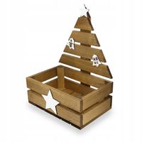 Skrzynka Świąteczna BRĄZOWA CHOINKA 40cm Baza na STROIK Prezent Drewniana