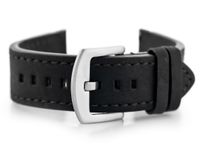 Pasek skórzany do zegarka W72 - czarny/czarna 22mm + GRAWER