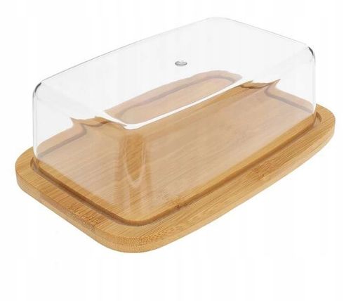 MASELNICZKA BAMBUSOWA Z PLASTIKOWĄ POKRYWĄ POJEMNIK DO PRZECHOWYWANIA MASŁA na Arena.pl