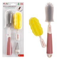 AKUKU Silikonowa szczotka z wymiennymi końcówkami do mycia butelek i smoczków