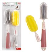 AKUKU Silikonowa szczotka z wymiennymi końcówkami do mycia butelek i smoczków