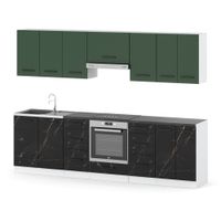 Kuchnia Nowoczesna Z Blatem Duża 2.8m Duża Butelkowa Zieleń San Sebastian