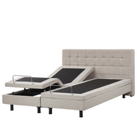 Łóżko regulowane tapicerowane 180 x 200 cm beżowe DUKE